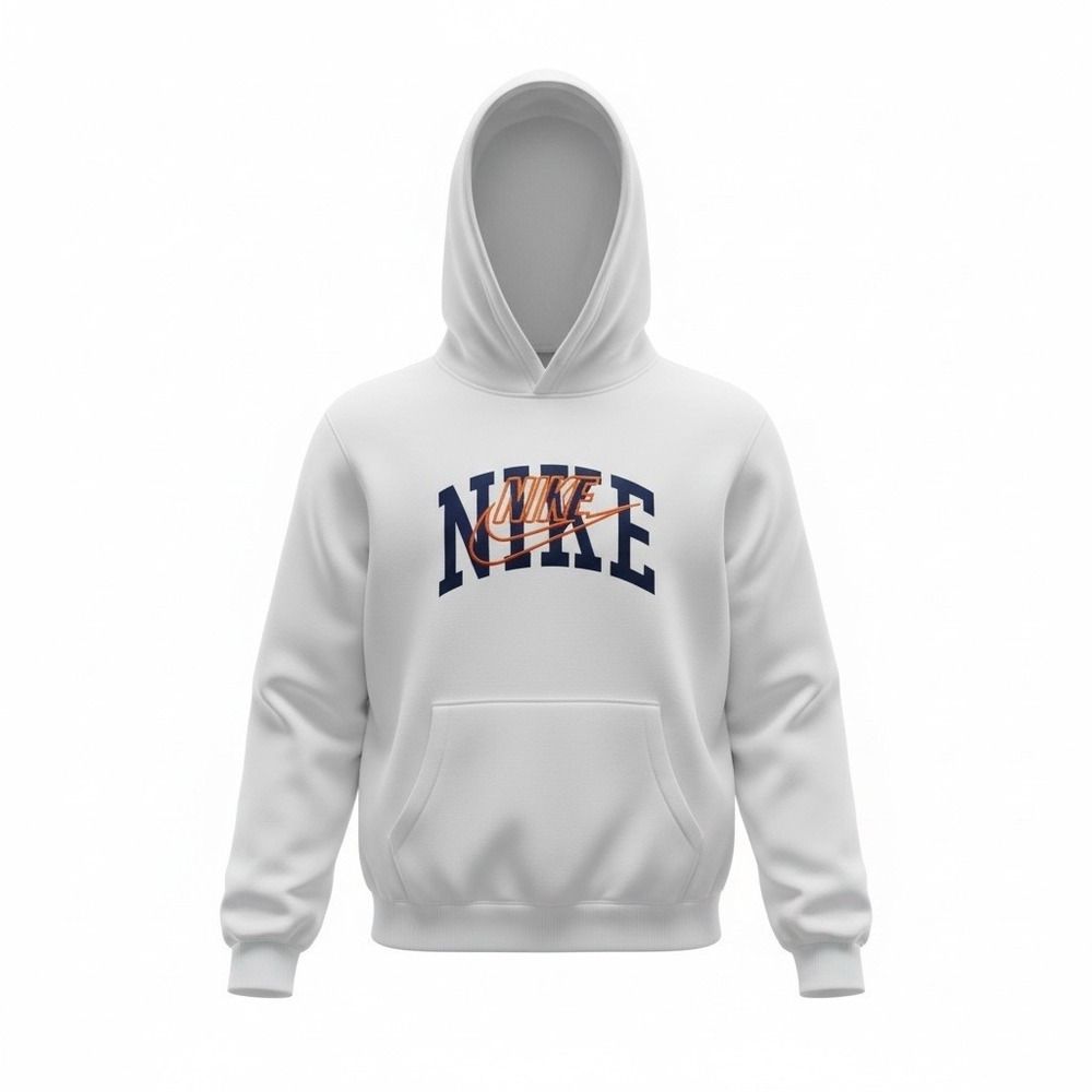 Youth Pullover White NIKE Embroidered Hoodie Sz Lg